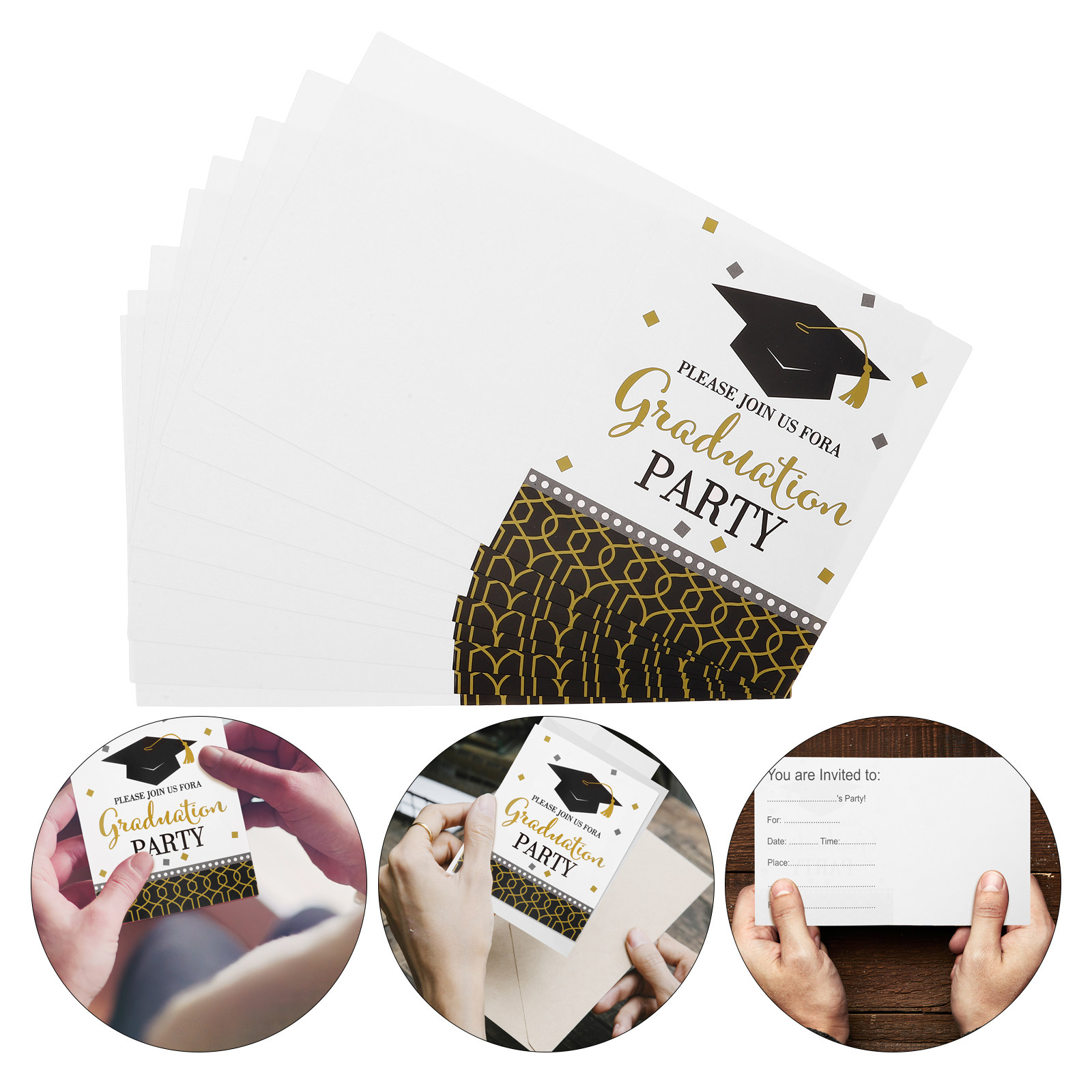 Papercraft Supply Invitation - 8Pcs Graduation Theme Invitation Cards Meticulously
