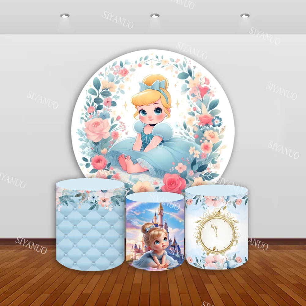 Photo Booth Prop - Cinderella Baby Round Backdrop Birthday Party