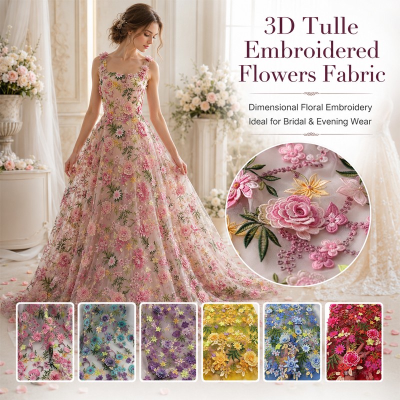 90x130cm 3D Floral Embroidered - Wedding Dress Supply review and price